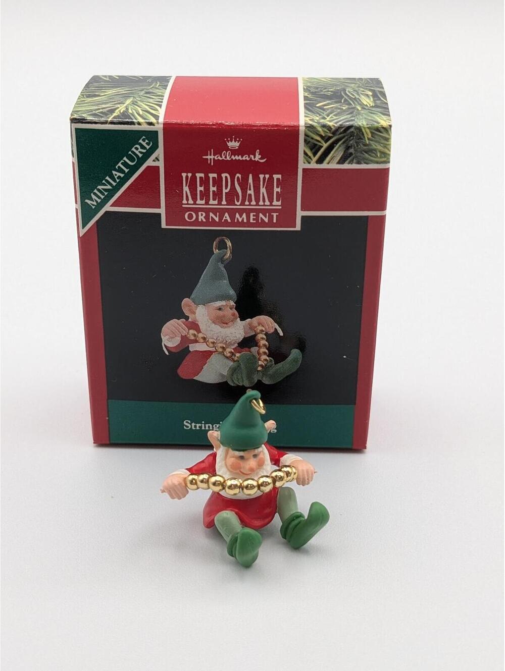 Hallmark Keepsake Stringing Along Miniature Ornament 1990, New in Box